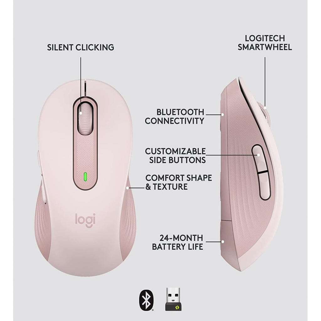 LOGITECH%20910-006254,%20M650%20Signature,%20Rose,%20Sağ%20El,%20USB%20Nano%202,4G%20Kablosuz,%204000dpi,%20Optik,%205%20Tuşlu,%2024ay%20Pil%20Ömrü,%20Sessiz%20Mouse