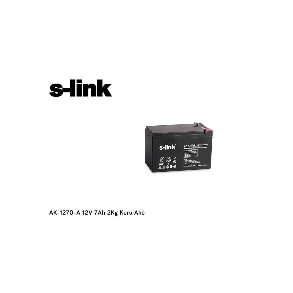 S-LINK%20AK-1270,%2012V,%207Ah,%20Bakımsız%20Kuru%20Akü%20(2%20Kg)%20UPS%20için%20Uygundur.