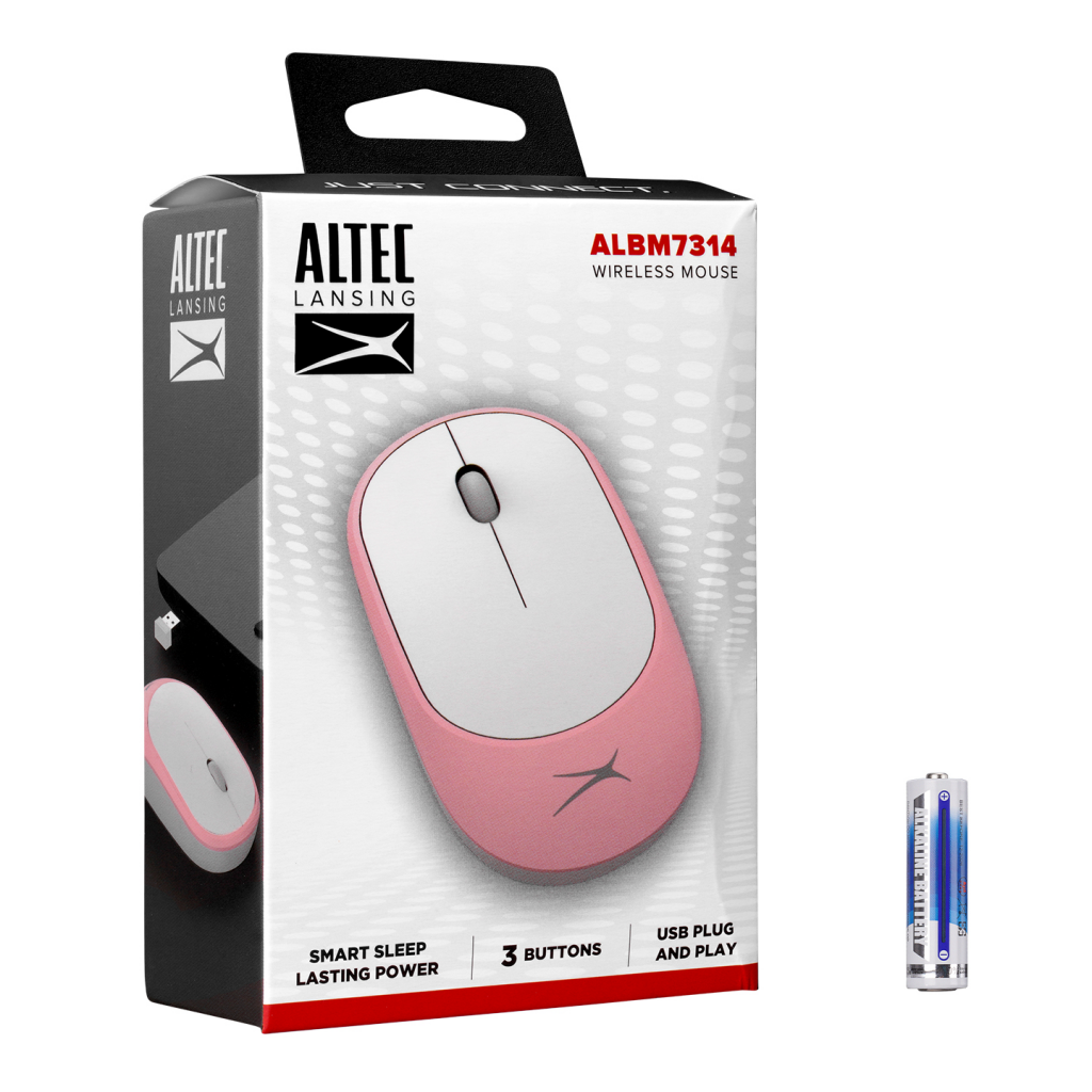 Altec%20Lansing%20ALBM7314,%20Pembe,%202.4GHz%20USB,%20%201200DPI,%20Kablosuz%20Optik%20Mouse