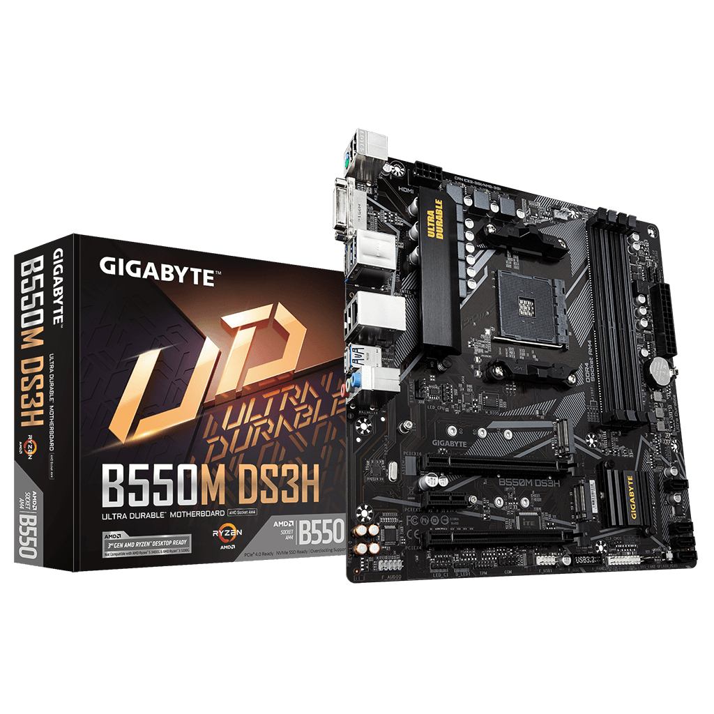 GIGABYTE%20B550M-DS3H%20rev.1.5,%204xDDR4,%202xM.2,%20DVI,%20HDMI,%20AM4%20Soket%20Anakart