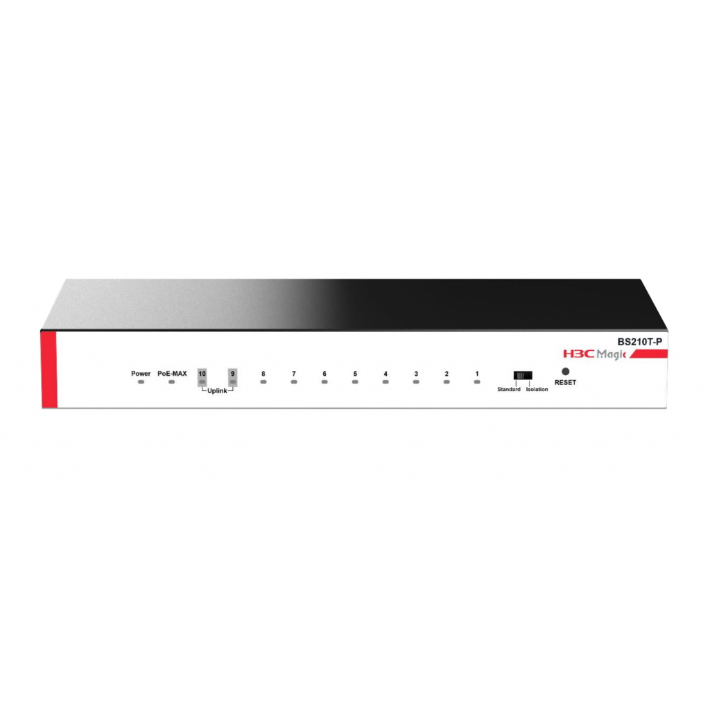 H3C%20Magic%20BS210T-P,%2010%20Port,%20GigaBit,%208%20Port%20PoE,%2057W,%20+2%20Port%20GigaBit%20Uplink,%20Metal%20Kasa,%20Yönetilemez,%20Masaüstü%20Switch