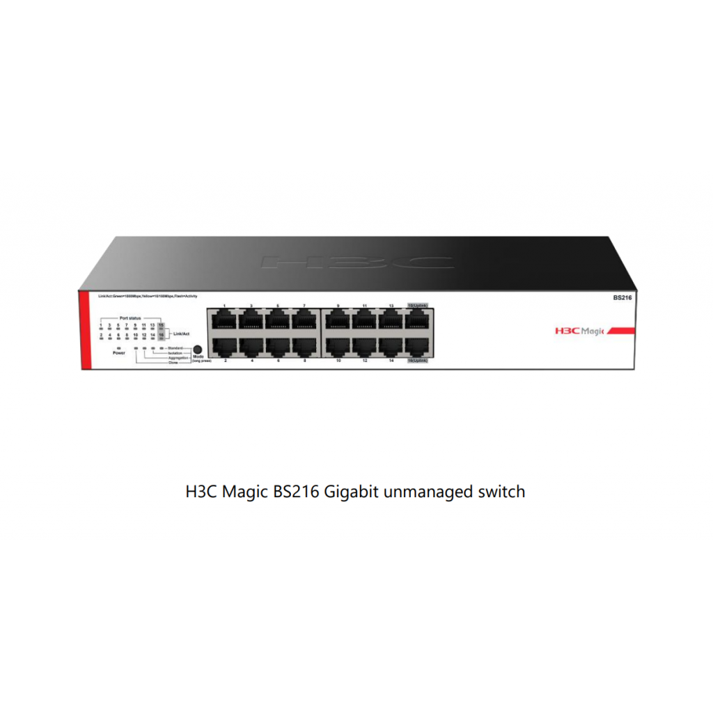 H3C%20Magic%20BS216,%2016%20Port,%20GigaBit,%202%20Port%20GigaBit%20Uplink,%20Yönetilemez,%20Metal%20Kasa,%20Rack%20Mount%20Switch