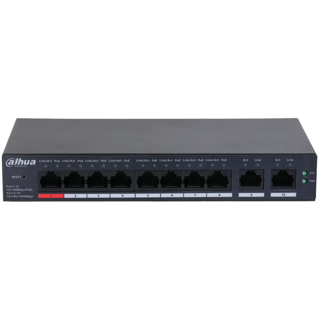 DAHUA%20CS4010-8ET-110,%208%20Port,%20Megabit,%208%20Port%20PoE,%20110W,%20+2%20Port%20Uplink,%20Cloud%20Yönetilebilir,%20Switch