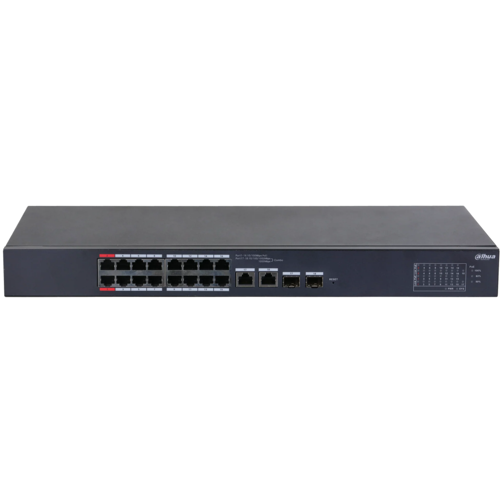 DAHUA%20CS4218-16ET-135%2016Port,%20Megabit,%2016%20Port%20PoE,%20135W,%20+2%20Port%20SFP%20Gigabit%20Combo,%20Cloud%20Yönetilebilir,%20Switch