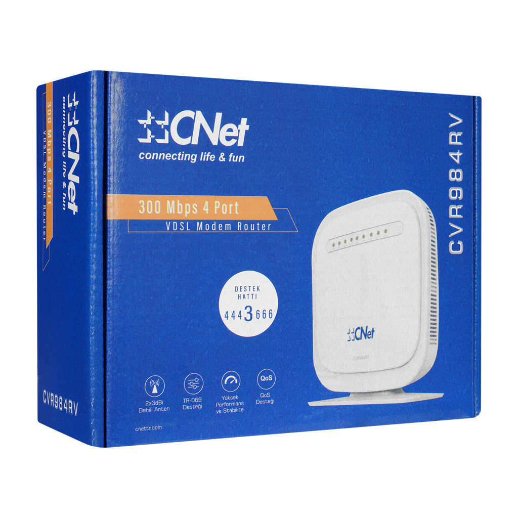 CNET%20CVR984RV,%204%20Port,%202.4Ghz%20Wifi,%20300Mbps,%202x3dBi%20Dahili%20Anten,%20VDSL2,%20ADSL2+%20MODEM