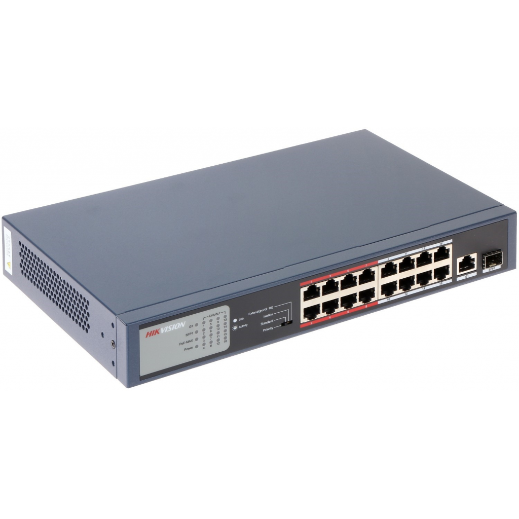 HIKVISION%20DS-3E0318P-E/M,%2016%20Port,%20MegaBit,%2016%20Port%20PoE,%20130W,%20+1%20Port%20GigaBit%20Uplink,%20+1%20Port%20GigaBit%20SFP,%20Yönetilemez,%20Rack%20Mount%20Switch