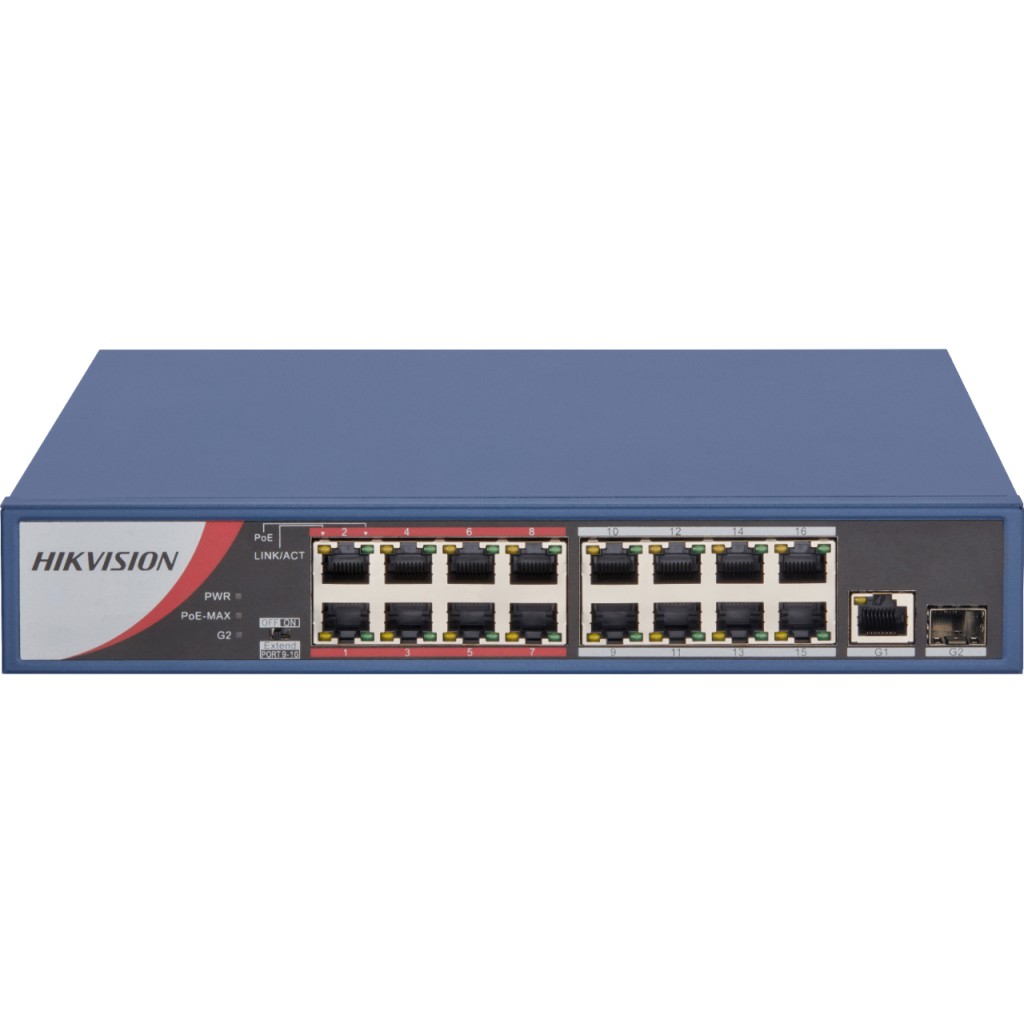 HIKVISION%20DS-3E0318P-E/M,%2016%20Port,%20MegaBit,%2016%20Port%20PoE,%20130W,%20+1%20Port%20GigaBit%20Uplink,%20+1%20Port%20GigaBit%20SFP,%20Yönetilemez,%20Rack%20Mount%20Switch