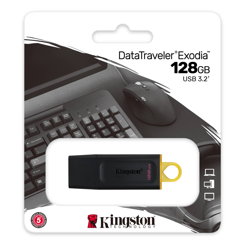 KINGSTON%20DTX/128GB%20USB%203.2%20Data%20Traveler%20Exodia%20%20Gen%201%20Flash%20Disk%20(Siyah%20-%20Sarı)