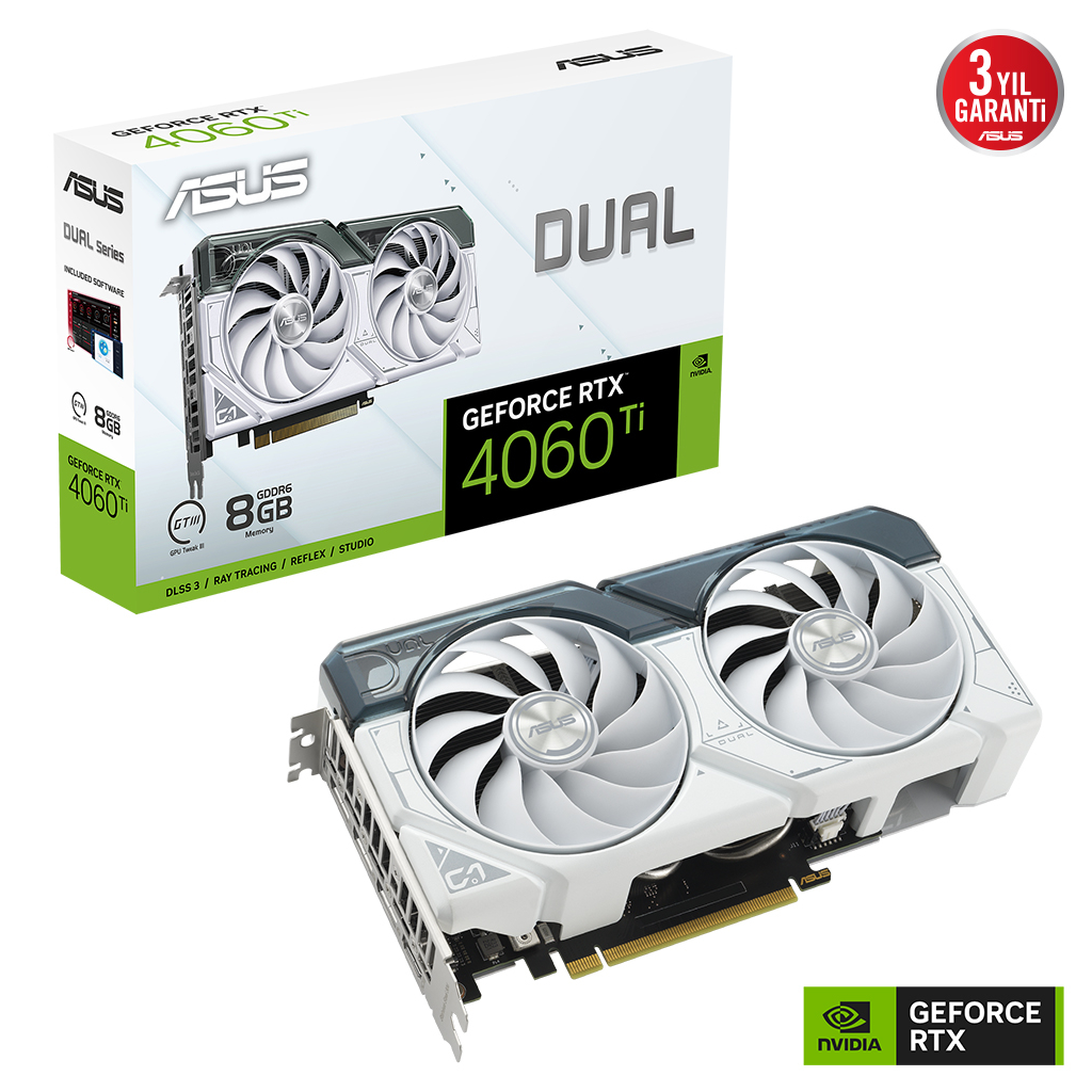 ASUS%20DUAL-RTX4060TI-O8G-WHITE,%208Gb,%20128Bit,%20GDDR6,%201xHDMI,%203xDP%20GAMING%20Ekran%20Kartı