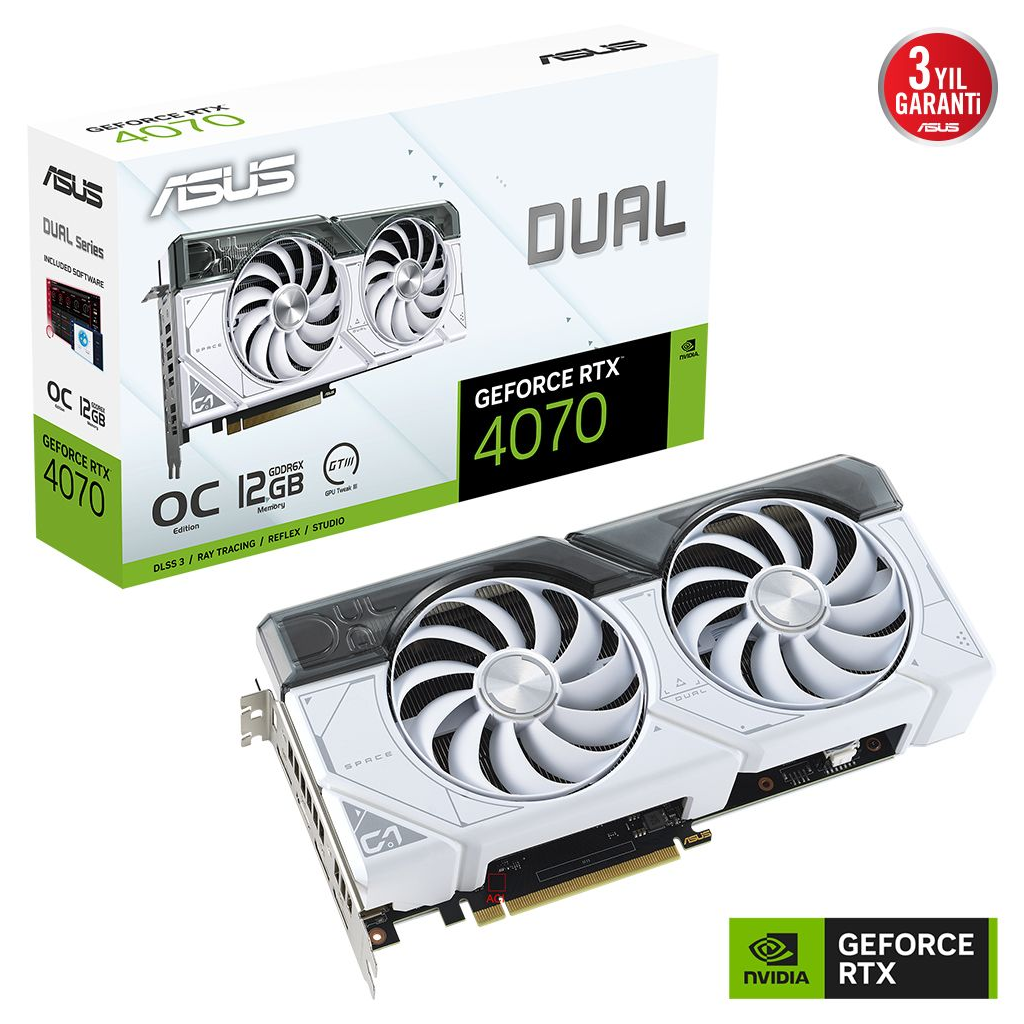 ASUS%20DUAL-RTX4070-O12G-WHITE,%2012Gb,%20192Bit,%20GDDR6X,%201xHDMI,%203xDP%20GAMING%20Ekran%20Kartı