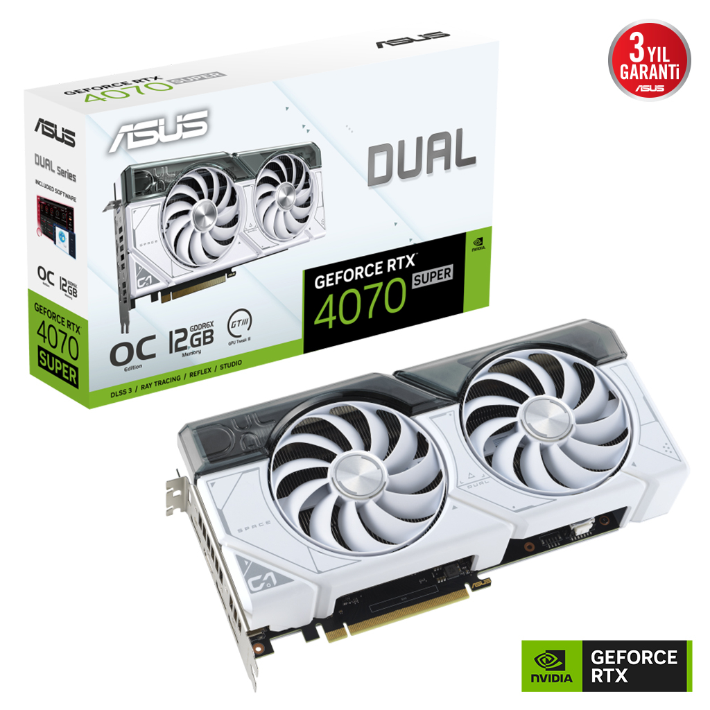 ASUS%20DUAL-RTX4070S-O12G-WHITE,%2012Gb,%20192Bit,%20GDDR6X,%201xHDMI,%203xDP%20GAMING%20Ekran%20Kartı