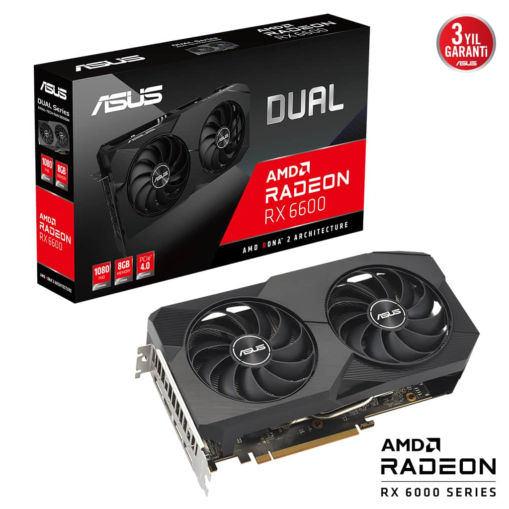 ASUS%20DUAL-RX6600-8G-V2,%208Gb,%20128Bit,%20GDDR6,%201xHDMI,%203xDP,%20GAMING%20Ekran%20Kartı