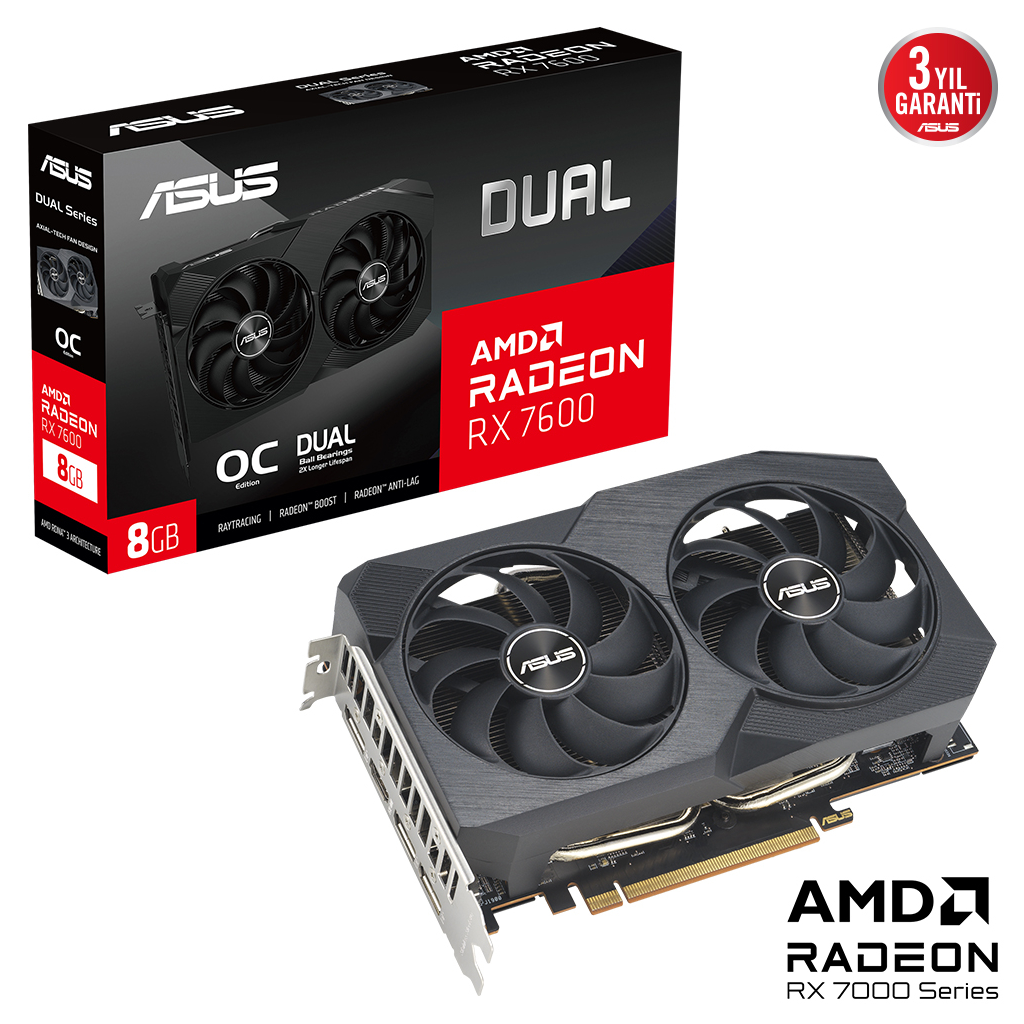 ASUS%20DUAL-RX7600-O8G-V2,%208Gb,%20128Bit,%20GDDR6,%201xHDMI,%203xDP,%20GAMING%20Ekran%20Kartı