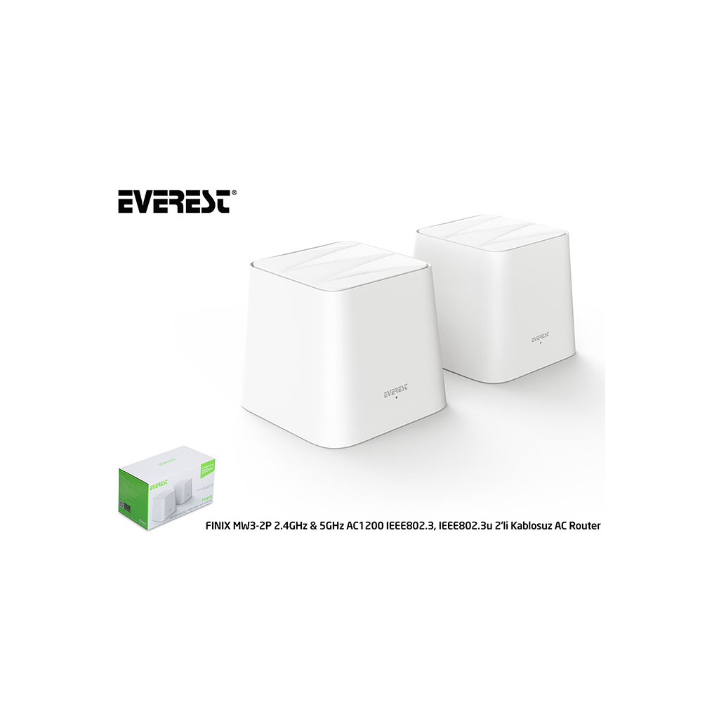 EVEREST%20FINIX%20MW3-2P,%202%20Pack%20Mesh,AC1200,%20WiFi,%20300-867Mbps,Dual%20Band,%20200m2%20kapsama%20Alanı,%20Router,%20Geniş%20Alan%20İnternet%20Ağı%20Sağlayıcısı%20(TENDA%20Üretimi)