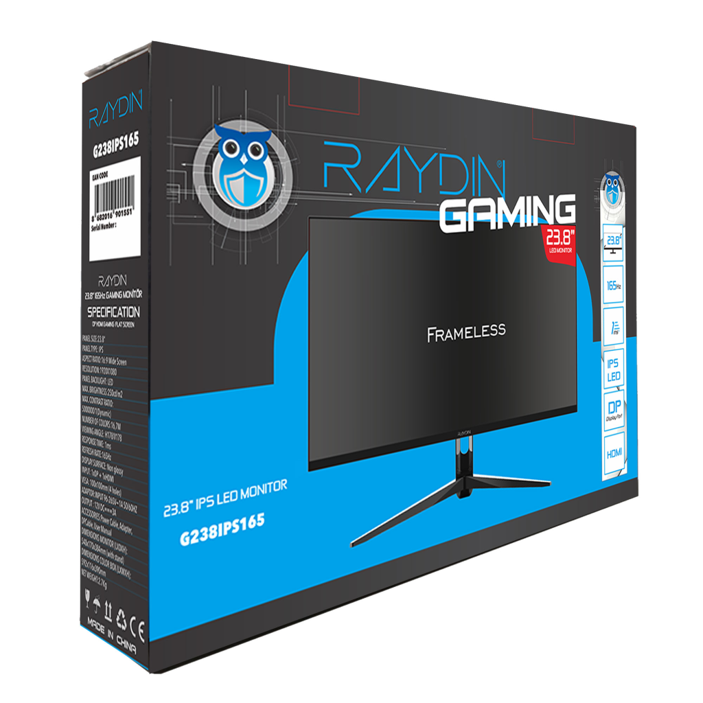 RAYDIN%20G238IPS165,%2023.8’’,%201ms,%20165Hz,%20Full%20HD,%20HDMI,%20DP,%20USB,%20Hoparlör,%20IPS%20LED,%20Frameless,%20FreeSync%20Gaming%20Monitör