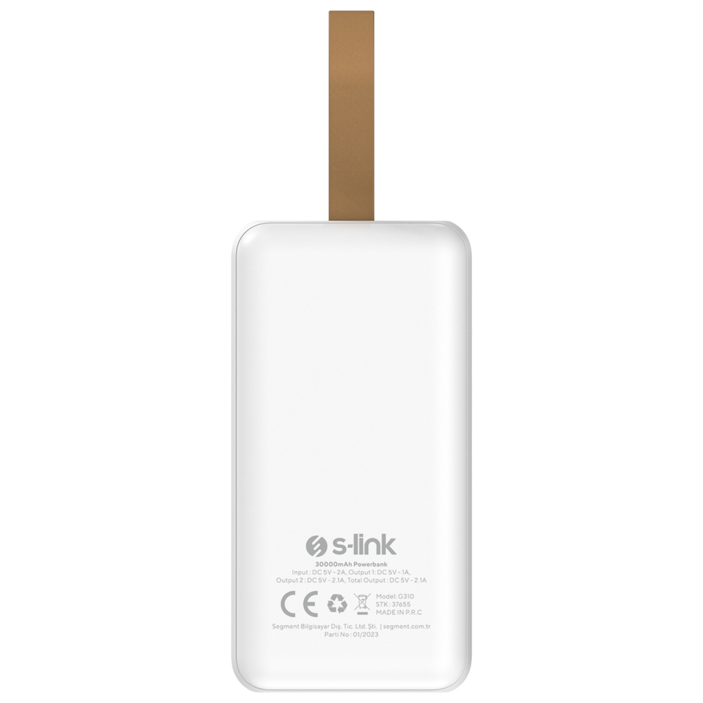 S-LINK%20G310,%20Beyaz,%2030.000mAh,%202xUSB,%201xType-C,%204%20LED%20Göstergeli,%20PowerBank