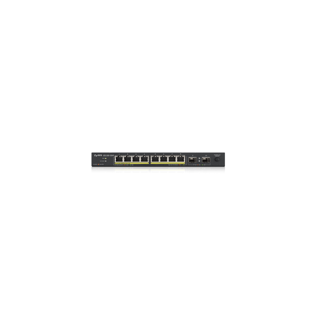 ZyXEL%20GS1100-10HP,%208%20Port,%20Gigabit,%208Port%20PoE%20130W%20+2Port%20GigaBit%20SFP,%20Yönetilemez,%20Masaüstü%20Switch