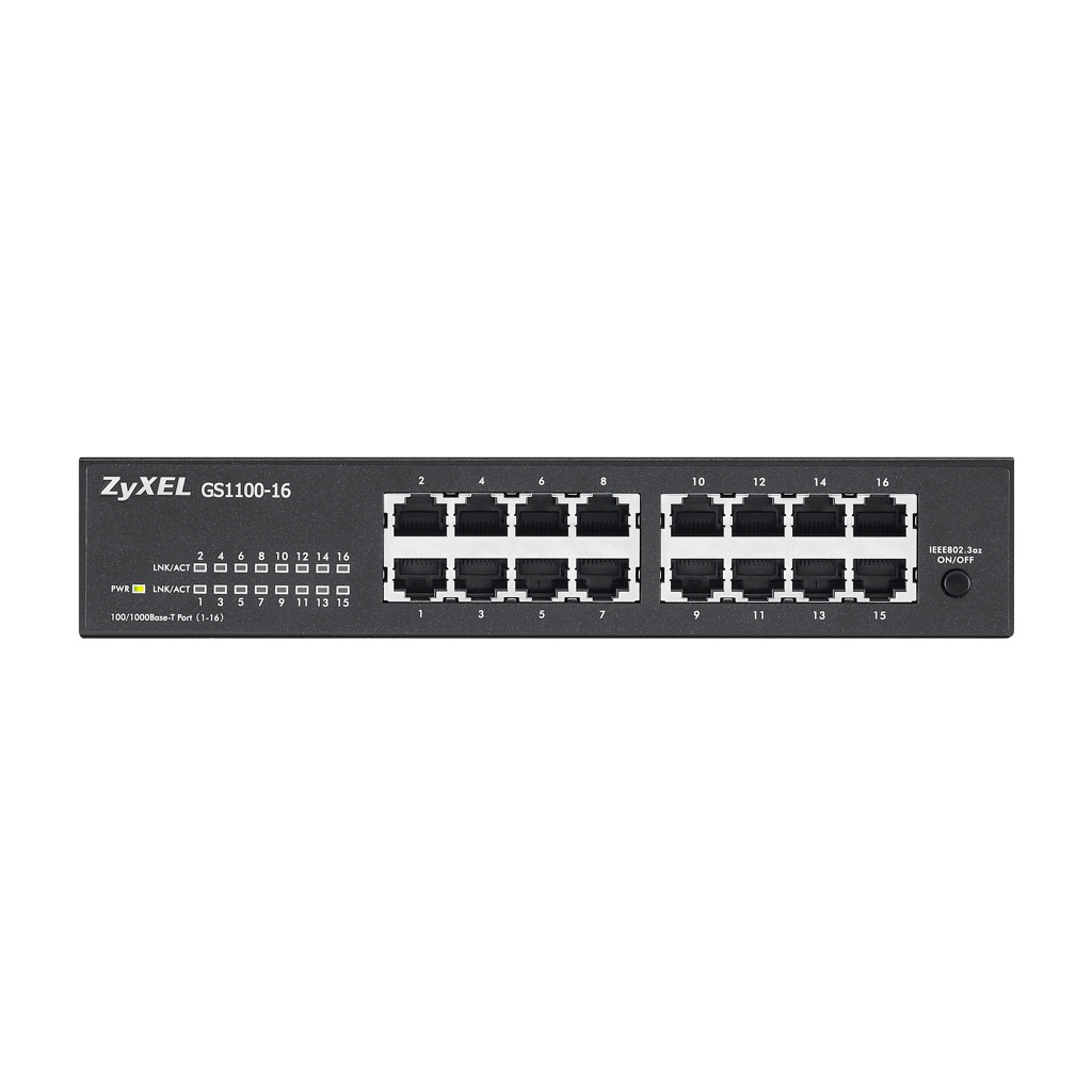 ZyXEL%20GS1100-16%20V3,%2016%20Port,%20GigaBit,%20Yönetilemez,%20Masaüstü%20Switch