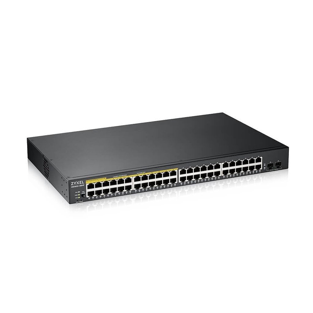 ZyXEL%20GS1900-48HP%20V2,%2048Port,%20Gigabit,%2024%20Port%20PoE%20170W,%20+2Port%20GigaBit%20SFP,%20Yönetilebilir,%20Rackmount%20Switch