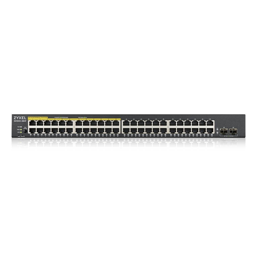 ZyXEL%20GS1900-48HP%20V2,%2048Port,%20Gigabit,%2024%20Port%20PoE%20170W,%20+2Port%20GigaBit%20SFP,%20Yönetilebilir,%20Rackmount%20Switch