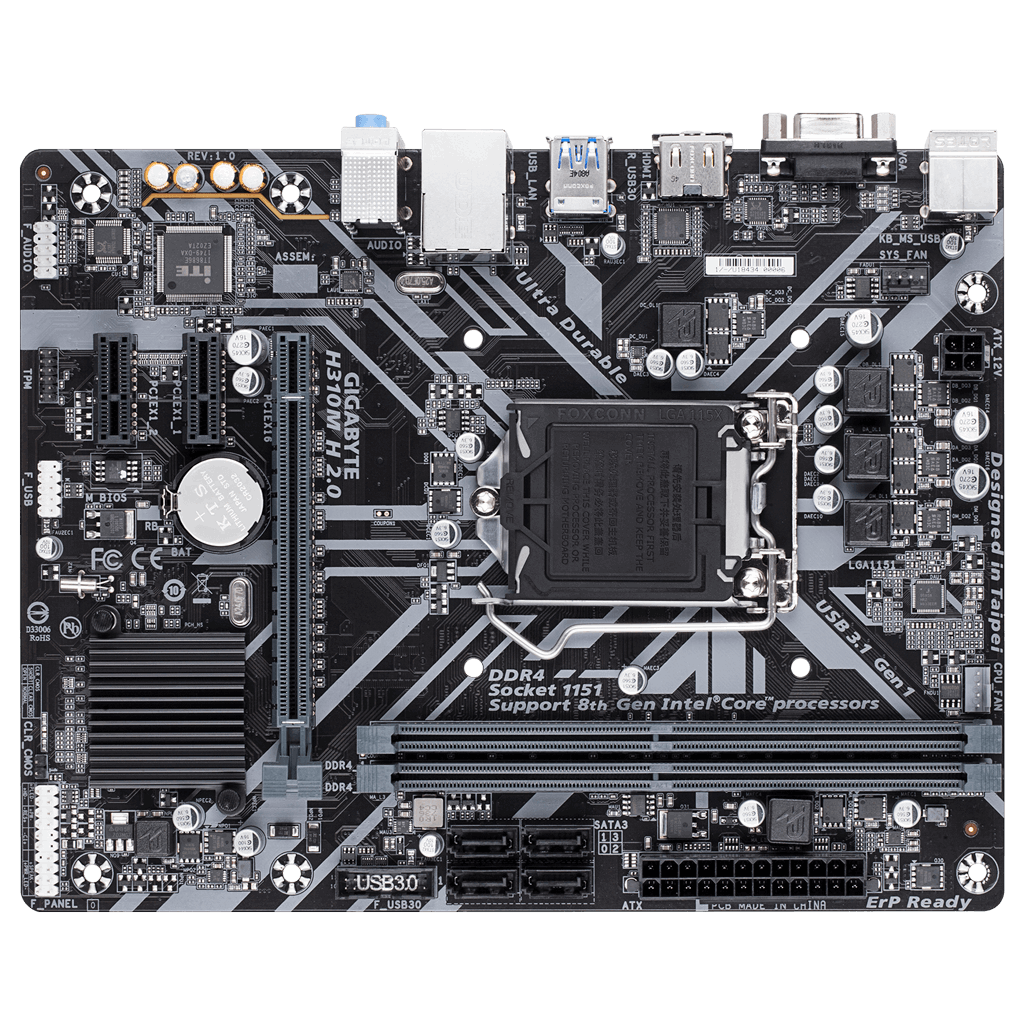 GIGABYTE%20H310M%20H%202.0,%202xDDR4,%20D-SUB,%20HDMI,%20%208-9.Nesil,%20LGA1151%20Soket,%20Anakart