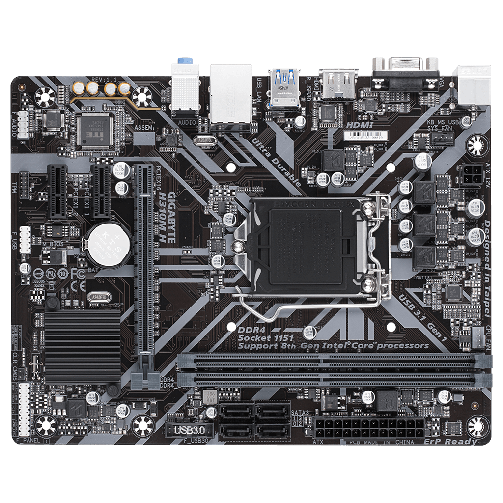 GIGABYTE%20H310M%20H,%202xDDR4,%20D-SUB,%20HDMI,%20%208-9.Nesil,%20LGA1151%20Soket,%20Anakart