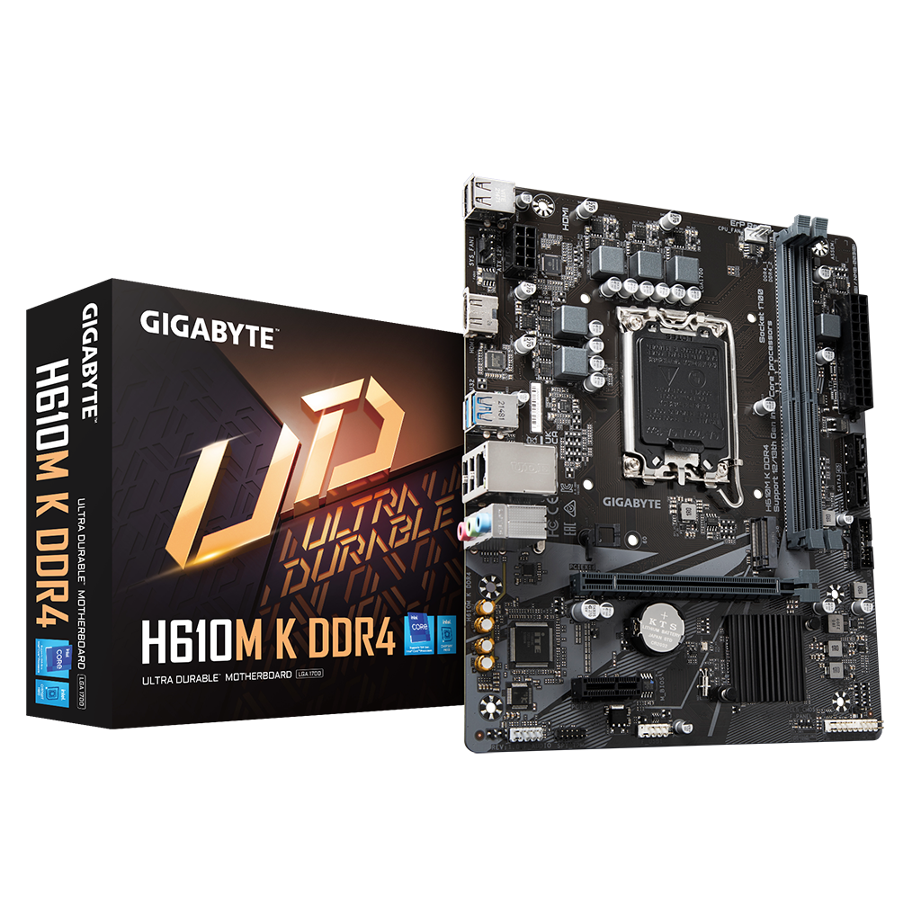 GIGABYTE%20H610M%20K%20rev.1.0,%202xDDR4,%20M.2,%20HDMI,%2012-13.Nesil,%20LGA1700%20Soket,%20Anakart