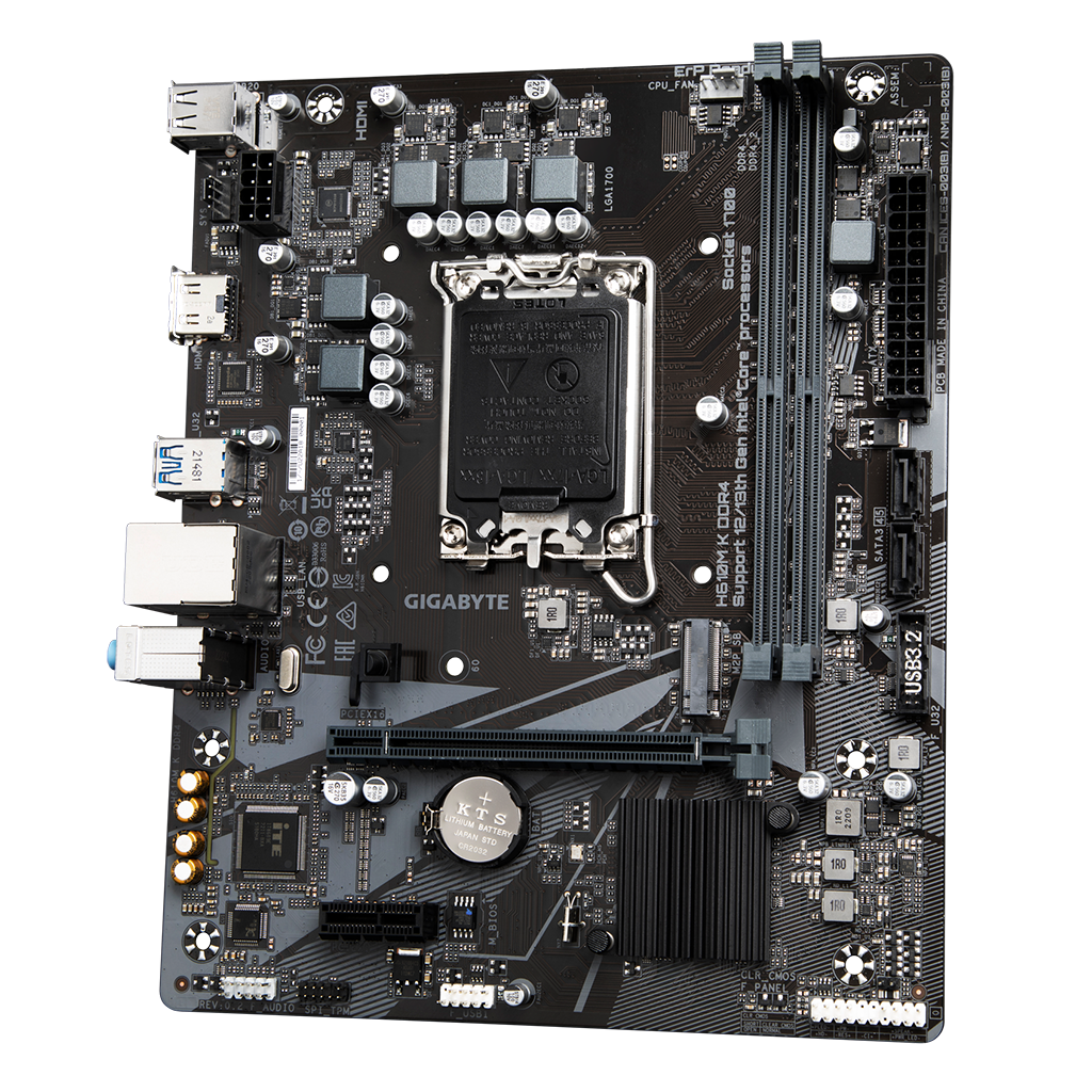 GIGABYTE%20H610M%20K%20rev.1.0,%202xDDR4,%20M.2,%20HDMI,%2012-13.Nesil,%20LGA1700%20Soket,%20Anakart