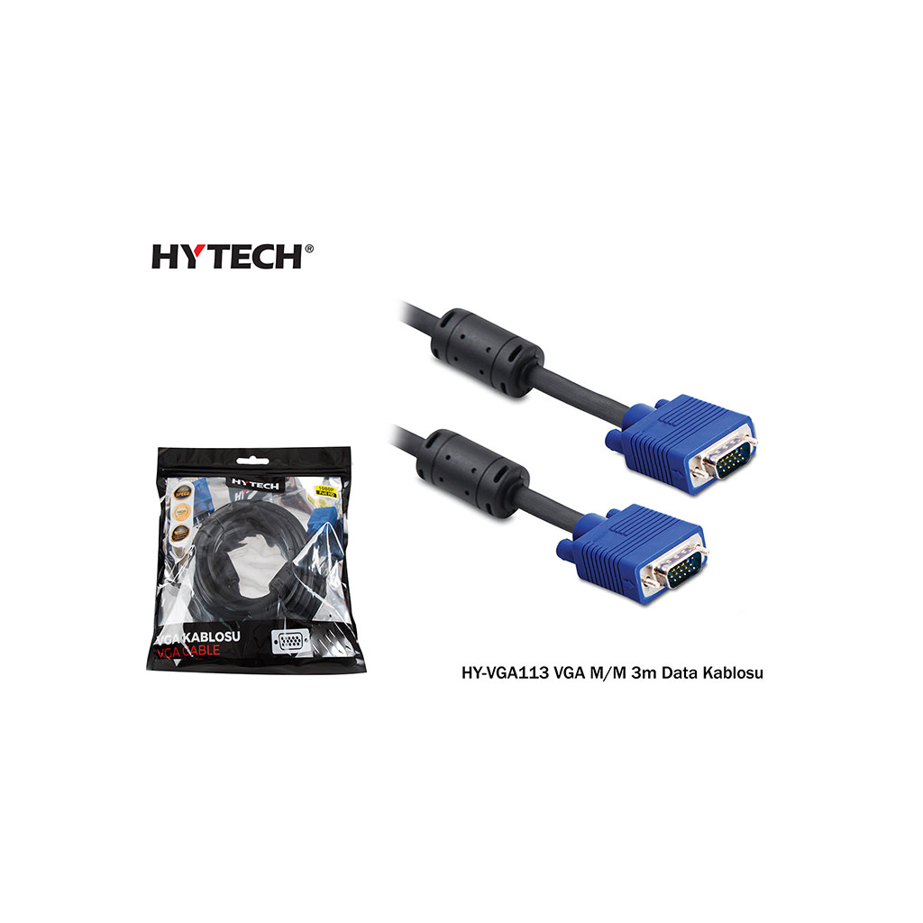 HYTECH%20HY-VGA113,%2015Pin,%20İki%20Ucu%20Erkek,%203mt,%20VGA%20Kablosu