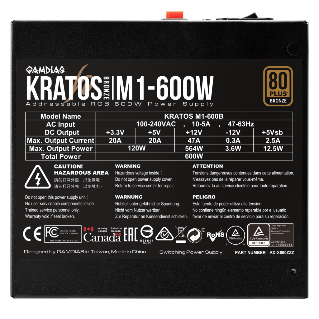 GAMDIAS%20KRATOS%20M1-600B,%20600W,%2080+%20Bronze,%20Aktif%20PFC,%20RGB,%20GAMING,%20ATX,%20Power%20Supply%20(PSU)