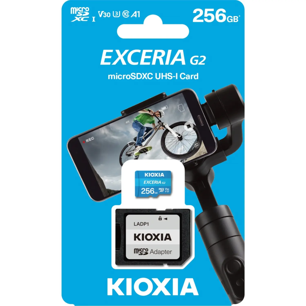 KIOXIA%20256GB%20ExceriaG2,%20LMEX1L256GG2,%20U1%20V30%204K,%20%20CL10,%20100Mb/s,%20MicroSD%20Kart%20Bellek%20(SD%20Adaptörlü)