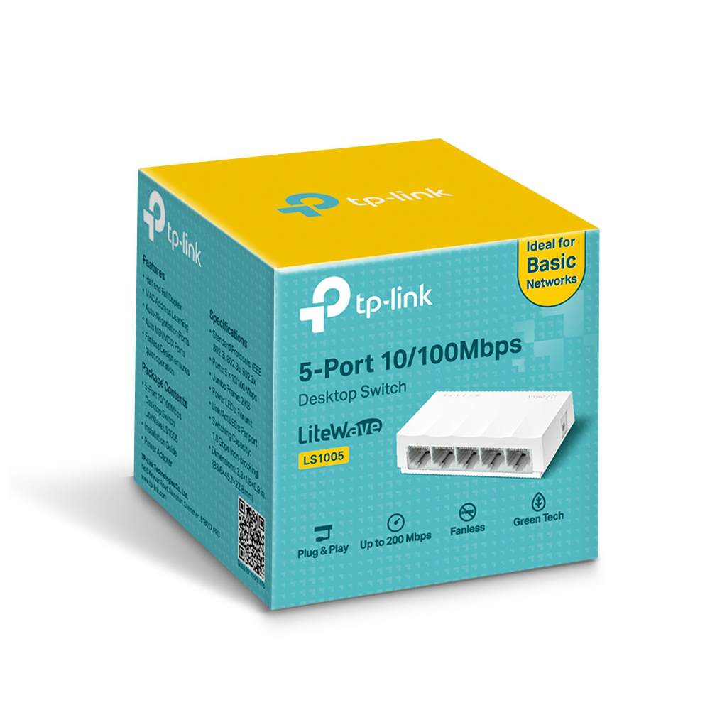 TP-LINK%20LS1005,%20Green%20Tech,%205%20Port,%20MegaBit,%20Yönetilemez,%20Masaüstü%20Switch