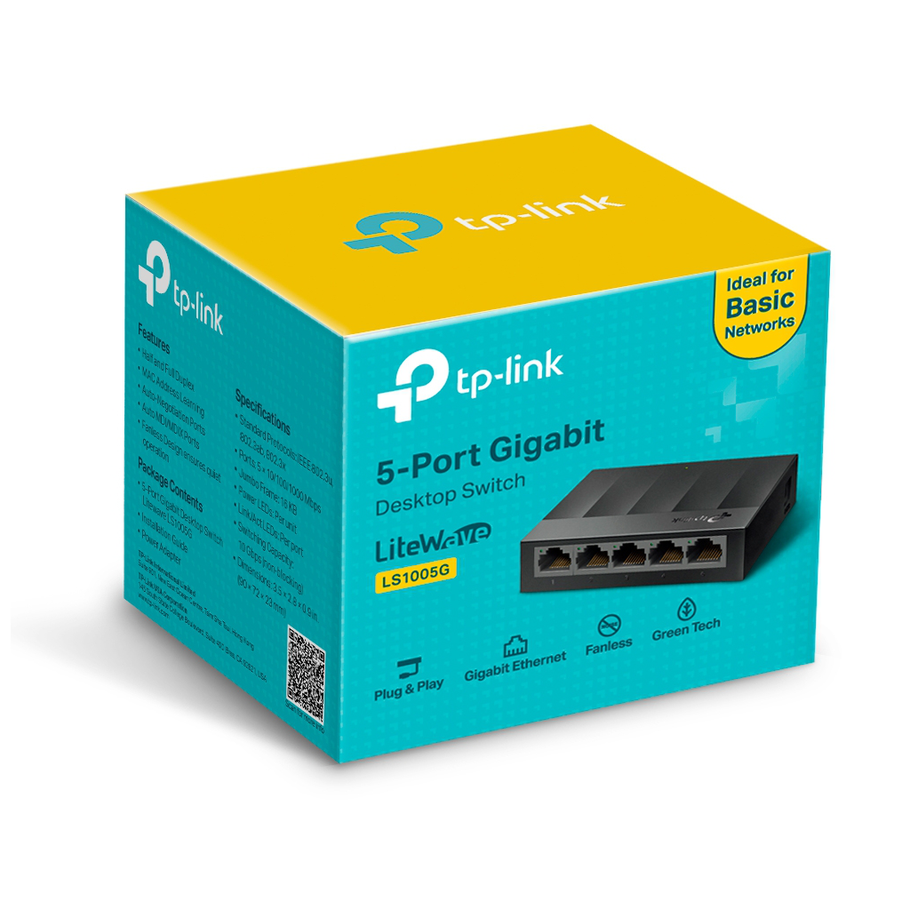 TP-LINK%20LS1005G,%20Green%20Tech,%205Port,%20GigaBit,%20Yönetilemez,%20Masaüstü%20Switch