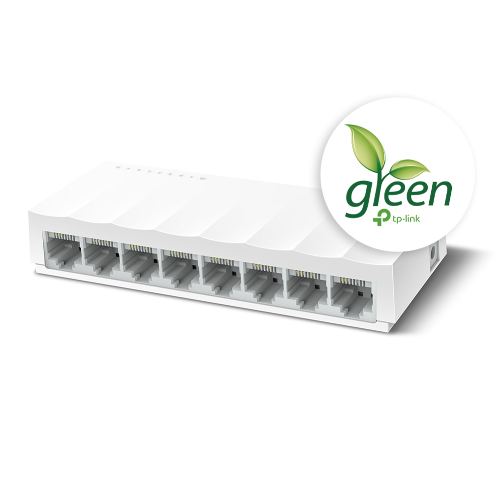 TP-LINK%20LS1008,%20Green%20Tech,%208%20Port,%20MegaBit,%20Yönetilemez,%20Masaüstü%20Switch