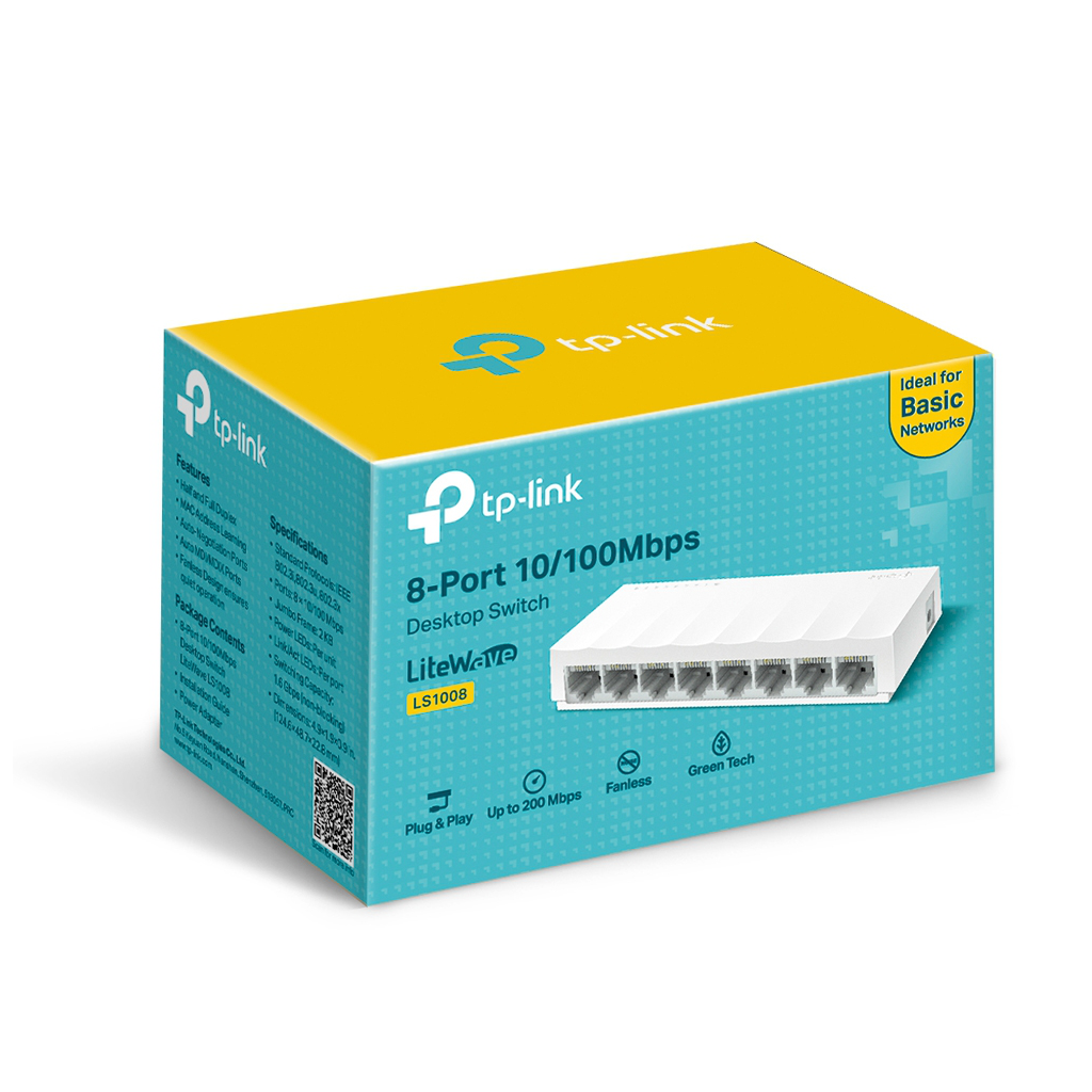 TP-LINK%20LS1008,%20Green%20Tech,%208%20Port,%20MegaBit,%20Yönetilemez,%20Masaüstü%20Switch