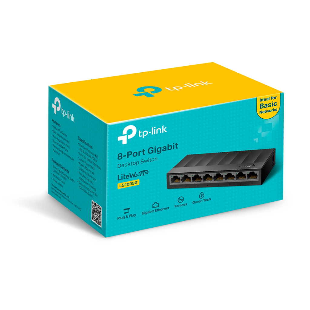 TP-LINK%20LS1008G,%20Green%20Tech,%208%20Port%20GigaBit,%20Yönetilemez,%20Masaüstü%20Switch