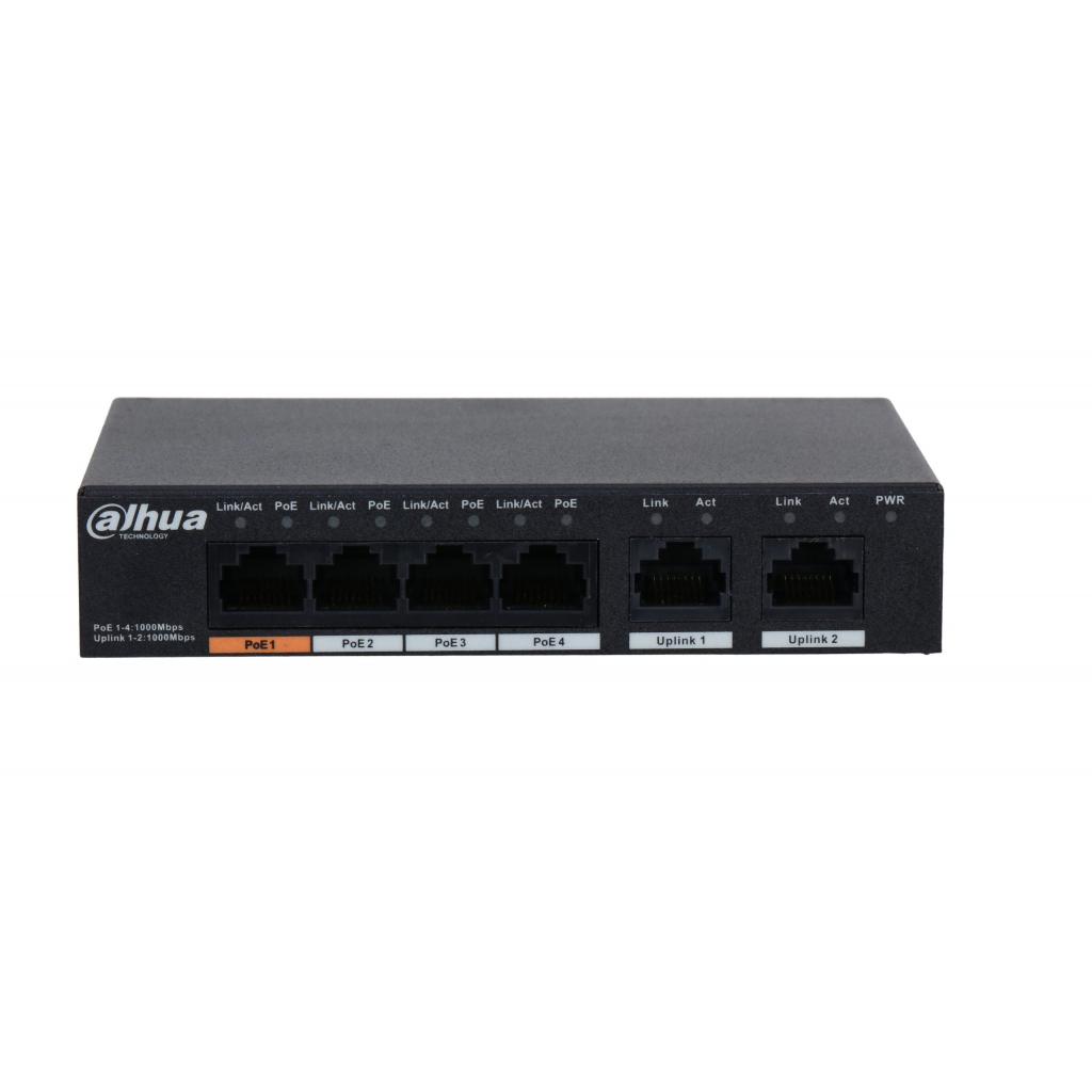 DAHUA%20PFS3006-4GT-60-V2,%206%20Port,%20Gigabit,%204%20Port%20PoE,%2060W,%20Yönetilemez,%20Masaüstü%20Switch