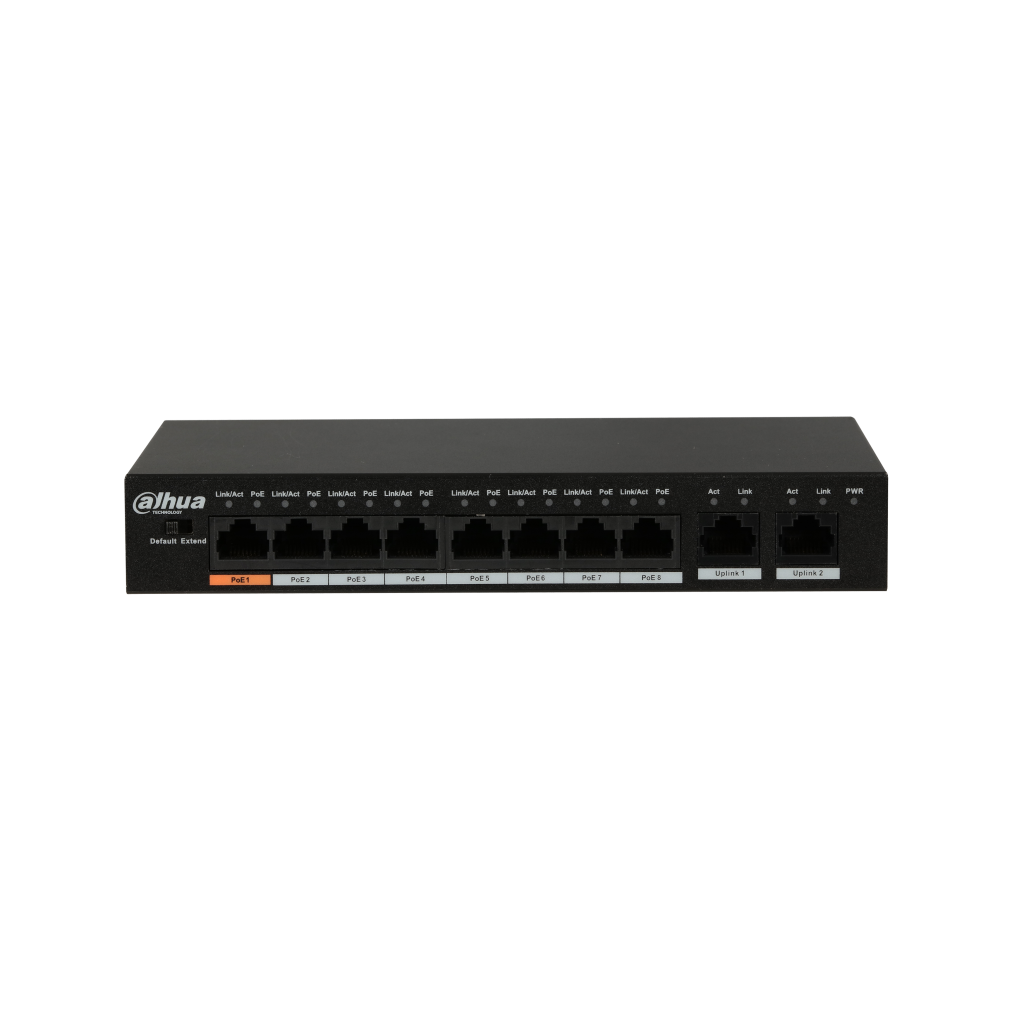 DAHUA%20PFS3010-8ET-96,%208%20Port,%20MegaBit,%208%20Port%20PoE,%2096W,%20+2%20Port%20GigaBit%20Uplink,%20Yönetilemez,%20Masaüstü%20Switch