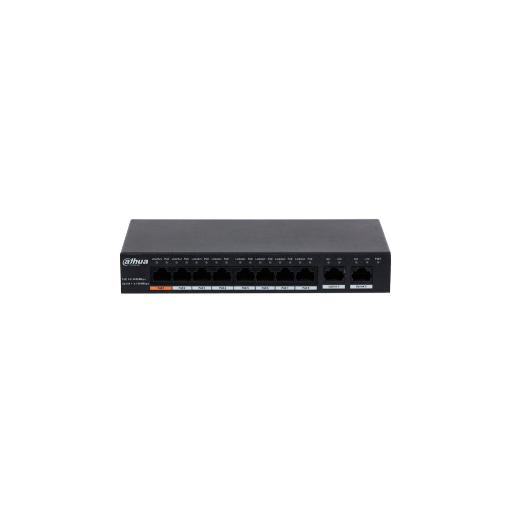 DAHUA%20PFS3010-8GT-96%208%20Port,%20GigaBit,%208%20Port%20PoE,%2096W,%20+2%20Port%20GigaBit%20Uplink,%20Yönetilemez,%20Masaüstü%20Switch