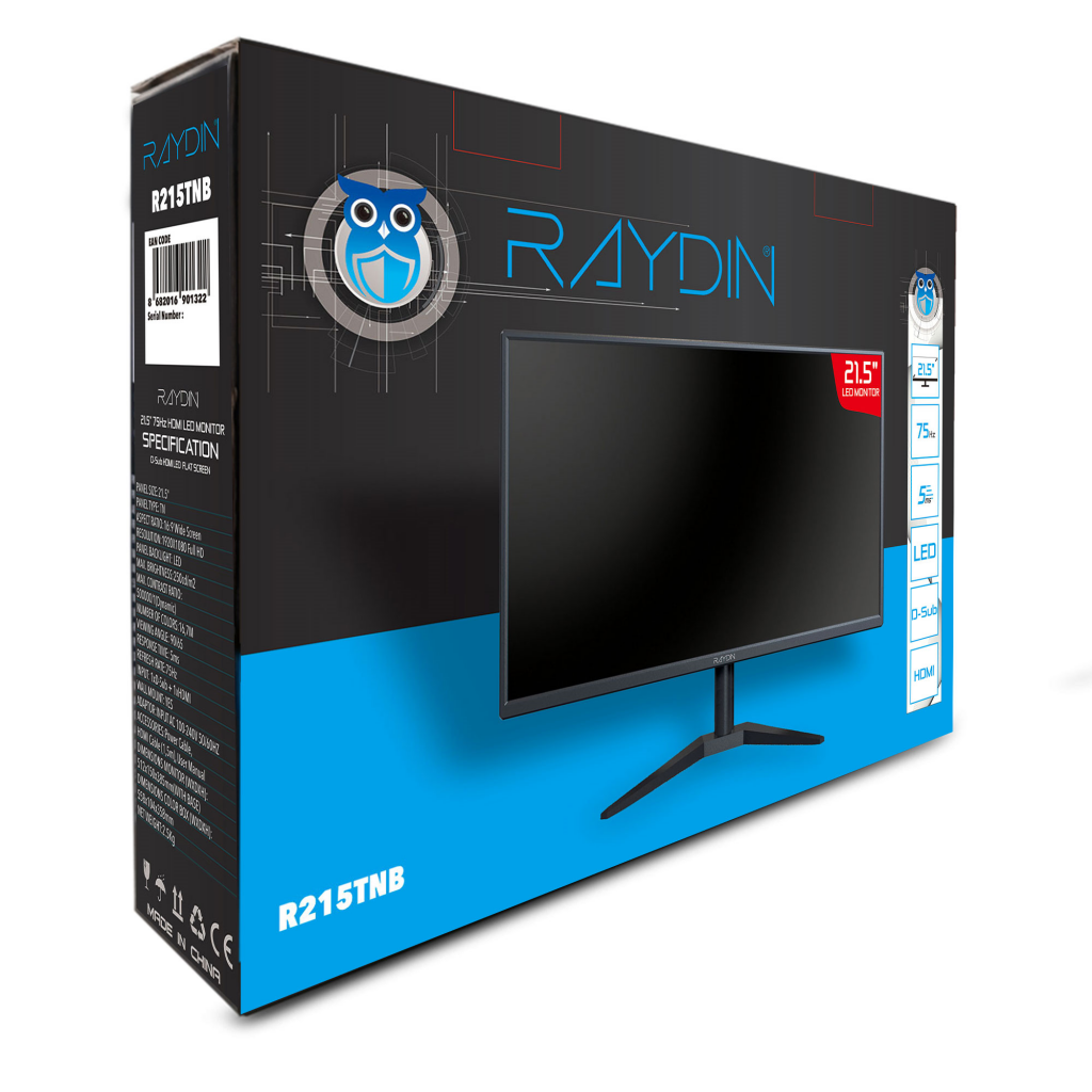 RAYDIN%20R215TNB%2021,5’’%205ms,%2075Hz,%20Full%20HD,%20D-Sub,%20HDMI,%20TN%20LED%20Monitör%20(Siyah)