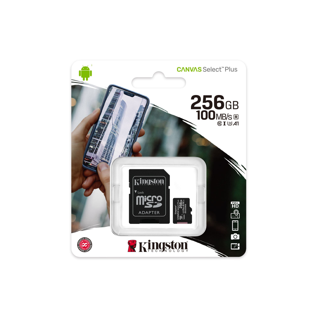 KINGSTON%20SDCS2/256GB,%20CANVAS,%20CL10,%20100Mb/s,%20MicroSD%20Kart%20Bellek%20(SD%20Adaptörlü)