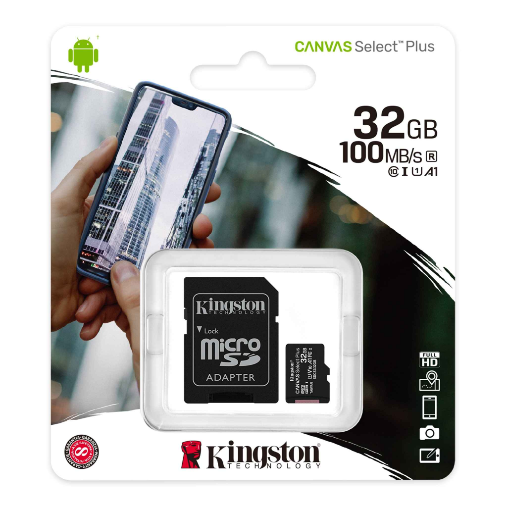 KINGSTON%20SDCS2/32GB,%20CANVAS,%20CL10,%20100Mb/s,%20MicroSD%20Kart%20Bellek%20(SD%20Adaptörlü)