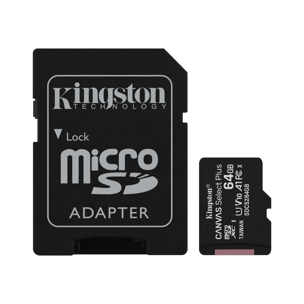 KINGSTON%20SDCS2/64GB,%20CANVAS,%20CL10,%20100Mb/s,%20MicroSD%20Kart%20Bellek%20(SD%20Adaptörlü)