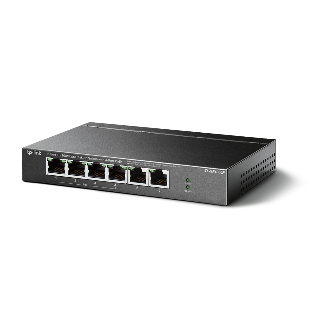 TP-LINK%20TL-SF1006P%206%20Port,%20MegaBit,%204%20Port%20PoE,%2067W,%20Yönetilemez,%20Metal%20Kasalı%20Switch