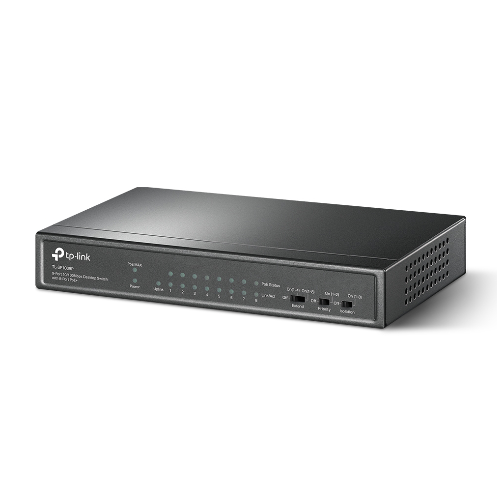 TP-LINK%20TL-SF1009P,%208%20Port,%20MegaBit,%20Metal%20Kasa,%208%20Port%20PoE,%2065W,%20+1%20Port%20Uplink,%20Yönetilemez,%20Masaüstü%20Switch