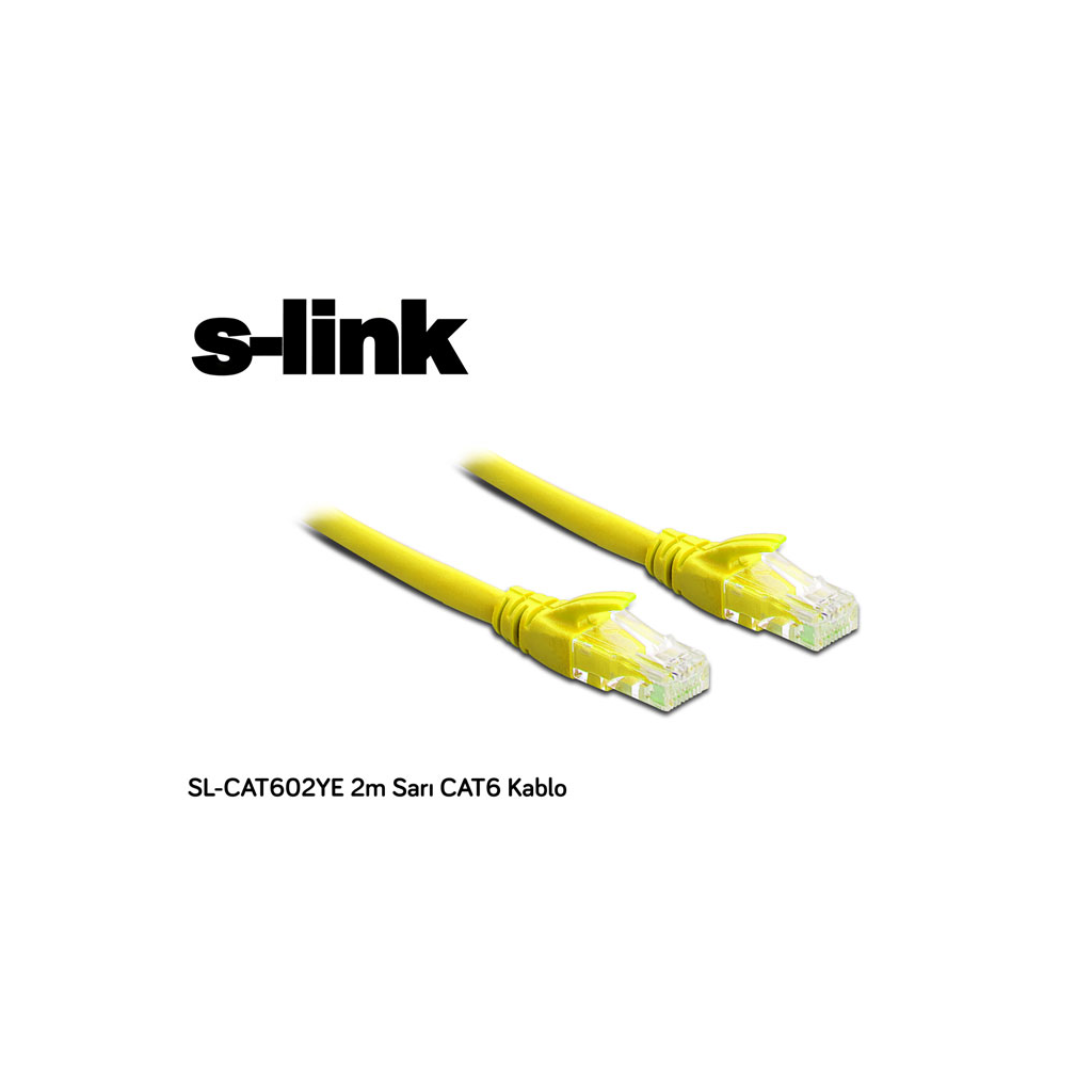 S-LINK%20SL-CAT602YE,%20CAT6,%20Patch,%202Mt,%20Kablo%20(Sarı)