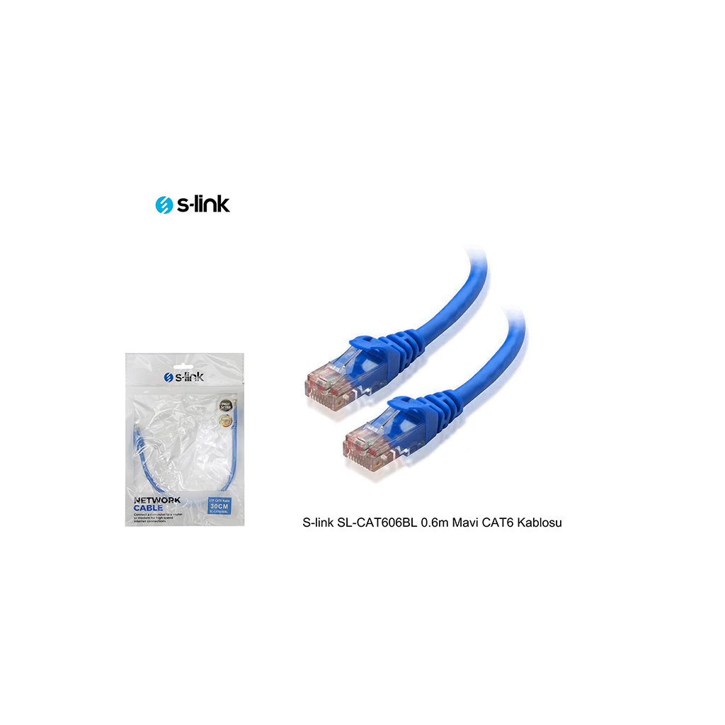 S-LINK%20SL-CAT606BL%20CAT6%20Patch%2060CM%20Kablo%20(Mavi)