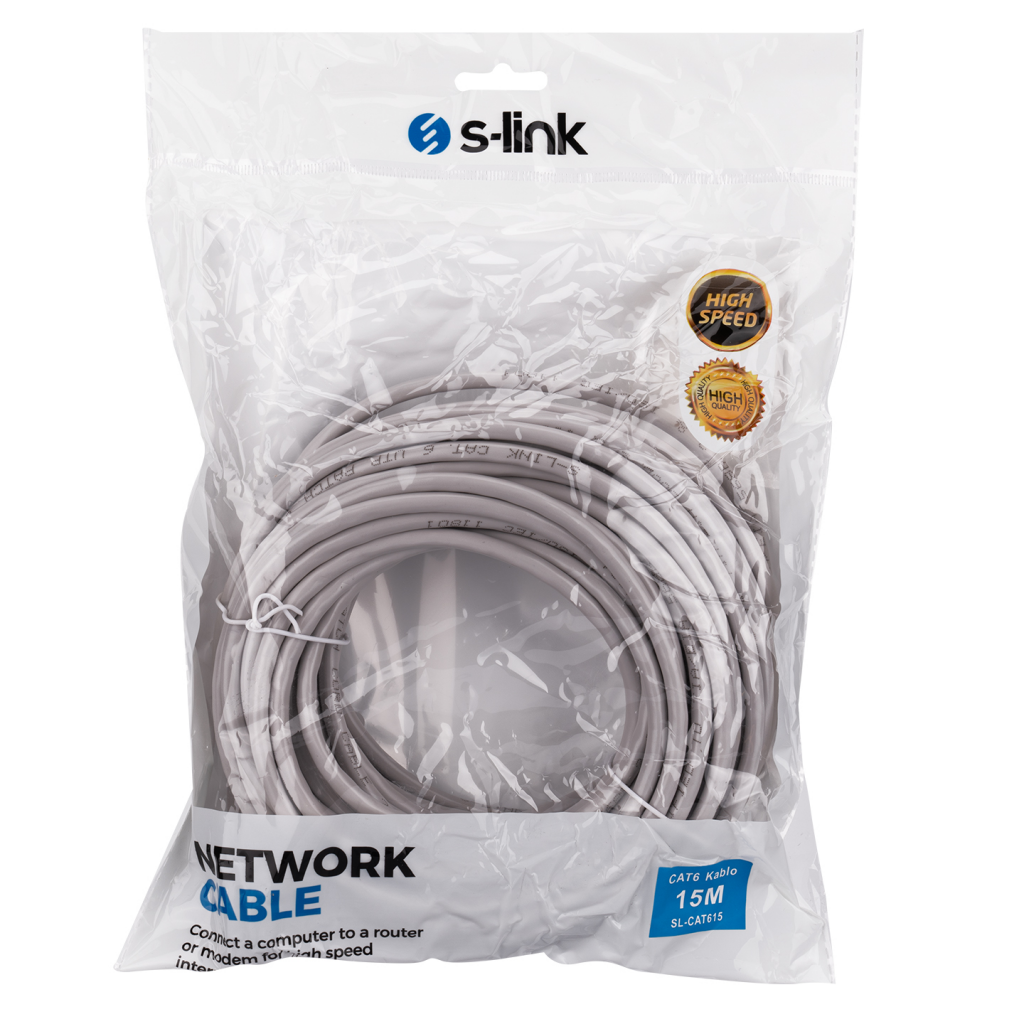 S-LINK%20SL-CAT615,%20CAT6,%20Patch,%2015Mt,%20Kablo%20(Gri)