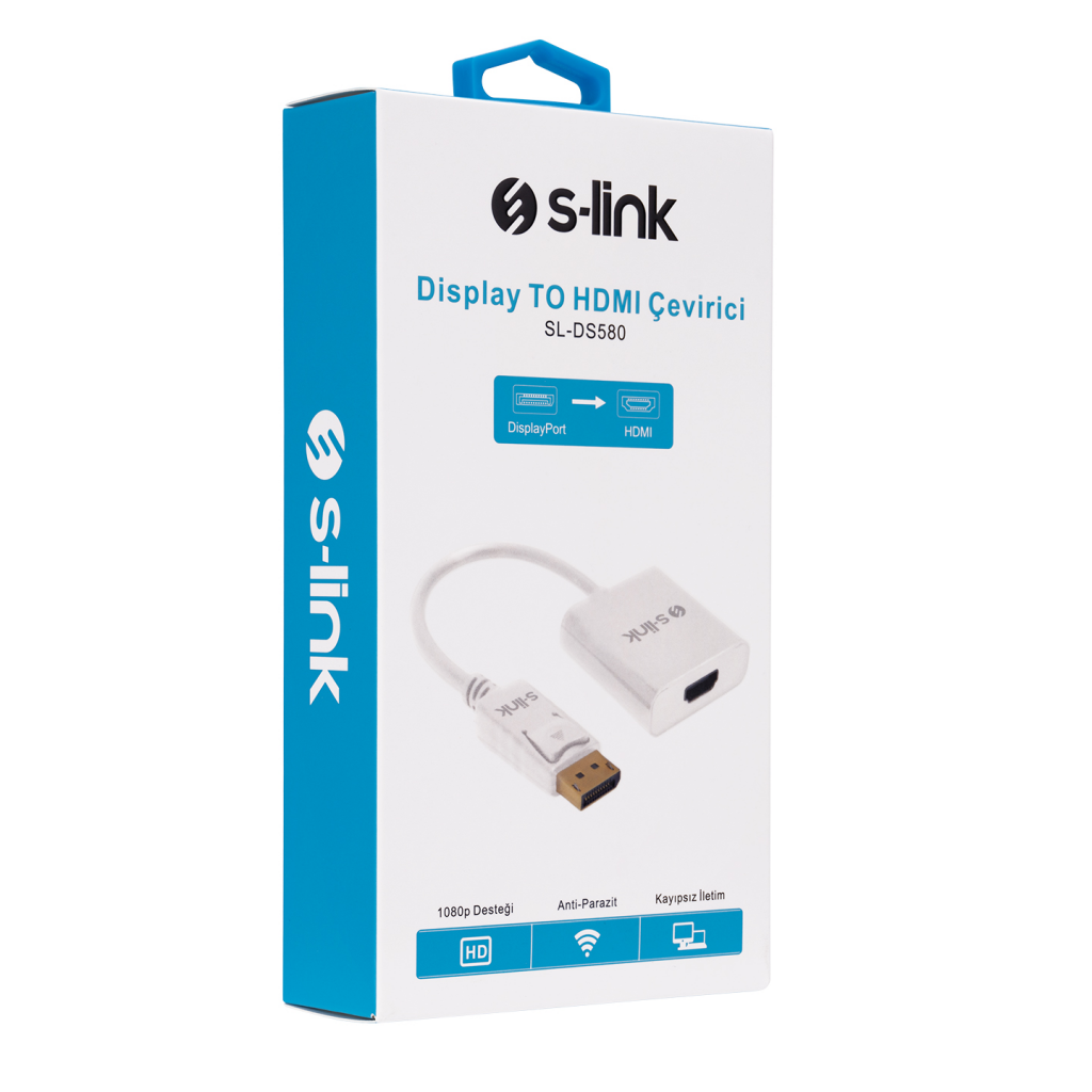 S-LINK%20SL-DS580,%20Display%20Port%20(DP)%20To%20HDMI%20Çevirici%20Adaptör%20(10cm)