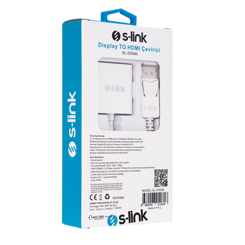 S-LINK%20SL-DS580,%20Display%20Port%20(DP)%20To%20HDMI%20Çevirici%20Adaptör%20(10cm)